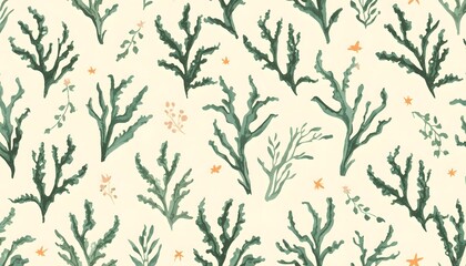 Fototapeta premium Seamless Vintage Floral Leaf Pattern Vector with Elegant Flowers and Branches for Nature Wallpaper Textile Decoration and Spring Summer Design