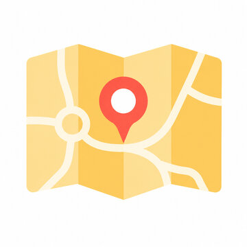 Minimal folded navigation map icon with a location pin in clean flat vector style, ideal for GPS, travel, mobile apps, UI, mapping, and navigation concepts.