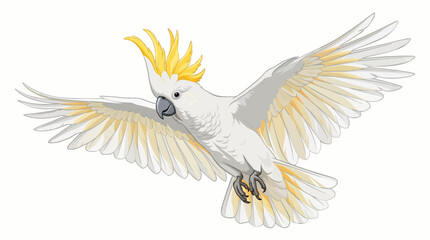 White Cockatoo Parrot Flying Vector Illustration