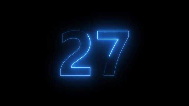 Flickering neon number on black background. glowing neon text  number countdown icon. abstract neon text  number countdown timer background.