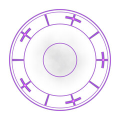Naklejka premium Purple Magic Rune Circle Overlay, Isolated on Transparent Background. Isolated glowing magic rune circle for VFX, motion graphics and cinematic compositing.