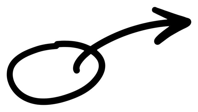 Hand drawn oval circle with an arrow pointing out handdrawn pointing direction highlight emphasis scribble attention