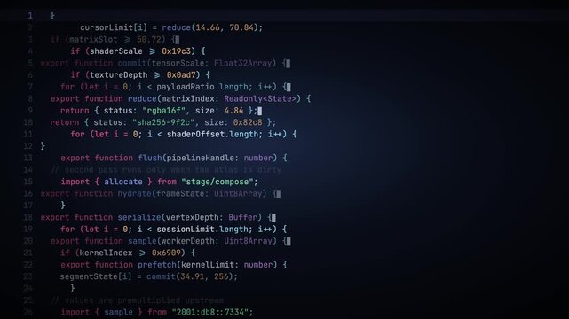 Colorful programming code blinking and changing 4K loop