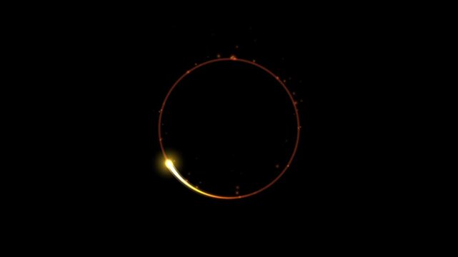Burning fire loading ring on black background 4K loop