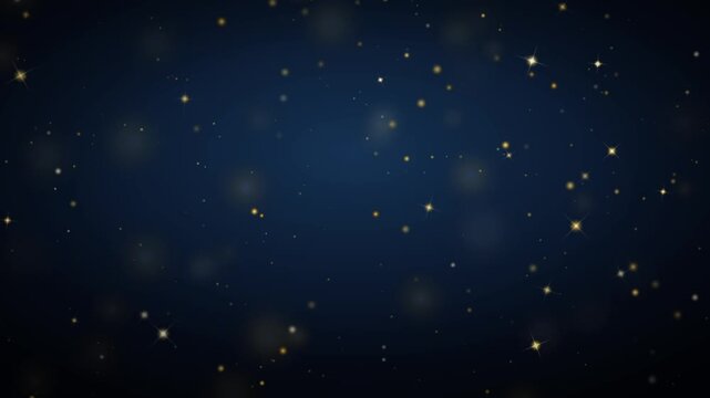 Falling golden glitter particles on dark blue 4K loop