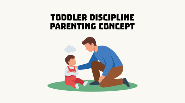 Parent Kneeling To Redirect A Toddler's Meltdown Representing Toddler Discipline Parenting Concept