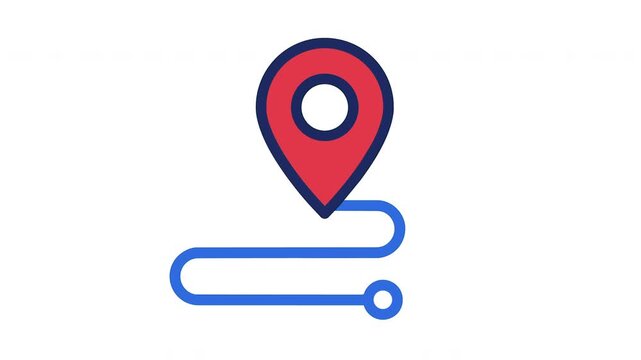 Location pin icon with route path map pointer navigation symbol graphic animation design