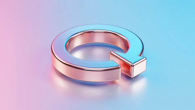 Metallic circular arrow symbol representing data refresh or update concept with technology gradient connection rotation internet business application