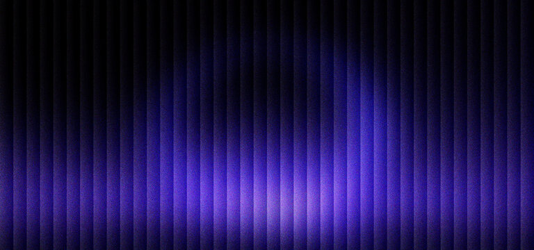 Abstract purple stage curtain with vertical lines and soft spotlight glow. Dark theatrical backdrop with neon violet lighting effects. Elegant textured wall for cinematic presentation design.