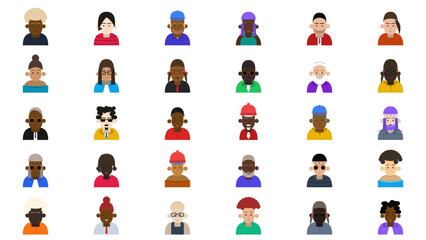 Fototapeta premium Set of Diverse People Avatars and User Profile Icons for Men and Women