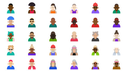 Fototapeta premium Diverse Avatar Collection of Men and Women Characters for User Profile Interface Design