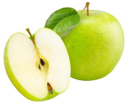 Green Apple on White background, with clipping path, gourmet beverage branding and premium food packaging design png file.
