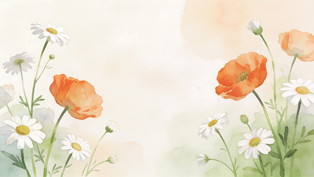Vibrant Orange and White Flowers Blooming in Soft Natural Light.