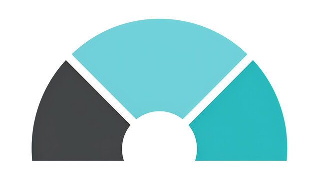 Semicircle infographic diagram divided into three distinct colored sections on white background with infographic semicircle business analysis sections segments presentation marketing planning