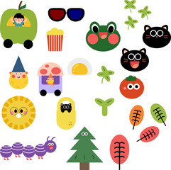 Fototapeta premium Cute Kawaii Nature and Animal Clipart Collection