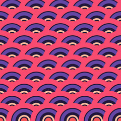 Red Japanese wave scale vector pattern, seamless geometric tile for home decor and textile print © Tungbackground