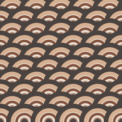 Japanese wave scale seamless pattern, red orange geometric vector background for textile, wallpaper and wrapping paper © Tungbackground