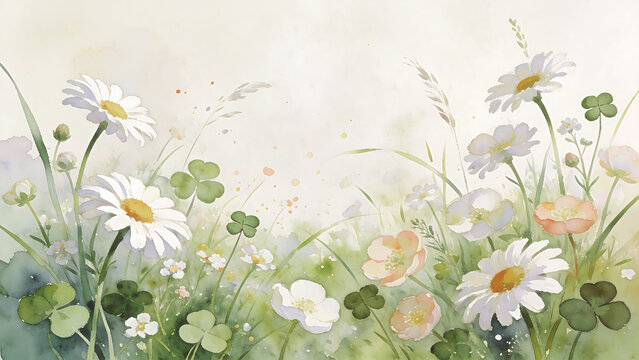 Soft Focus White Daisies Blooming Against a Light Background in Spring.