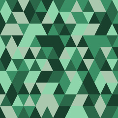 Fototapeta premium Detailed triangle geometric seamless pattern in emerald green tones, geometric vector repeat for stationery and gift wrap