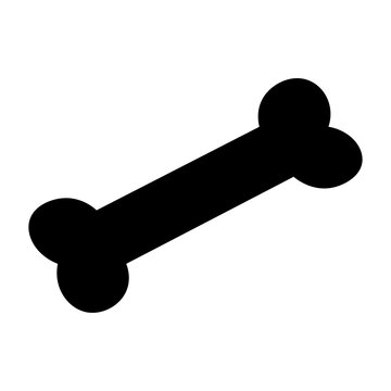 Black Halloween bone silhouette icon, isolated on a transparent background.