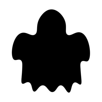 Black Halloween ghost silhouette icon, isolated on a transparent background.