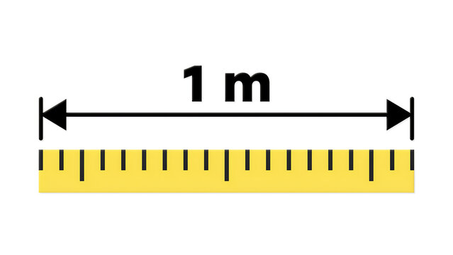 Graphic icon showing one meter measurement with arrows measurement distance dimension indicator engineering architectural planning standard technical accurate