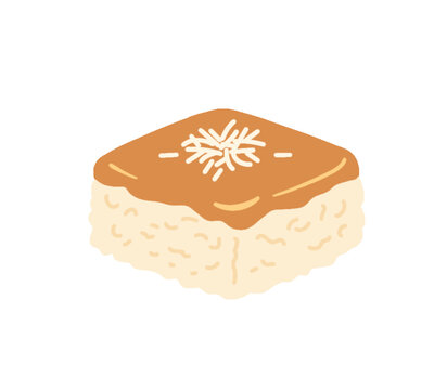 Glutinous Rice Cake topped with Coconut Flakes Vector Illustration