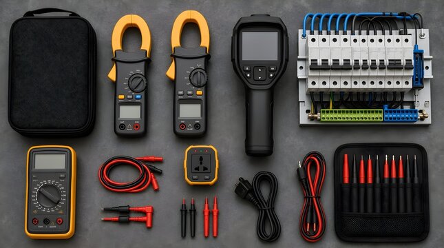 Electrical Energy Audit Toolkit With Clamp Meters And Thermal Equipment For Efficiency Assessment Training Sessions