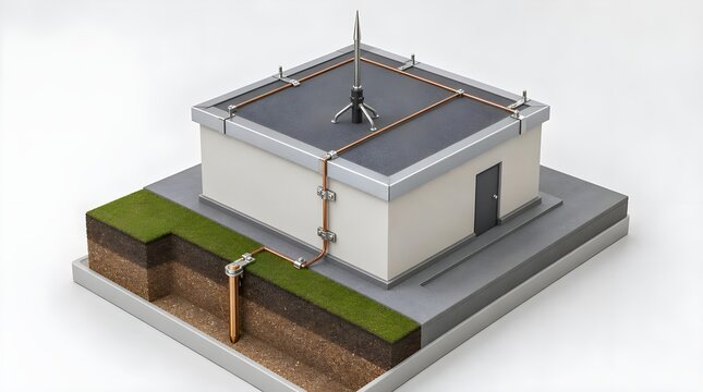 Lightning Protection Training Model With Air Terminal And Down Conductor For Electrical Safety Education Sessions