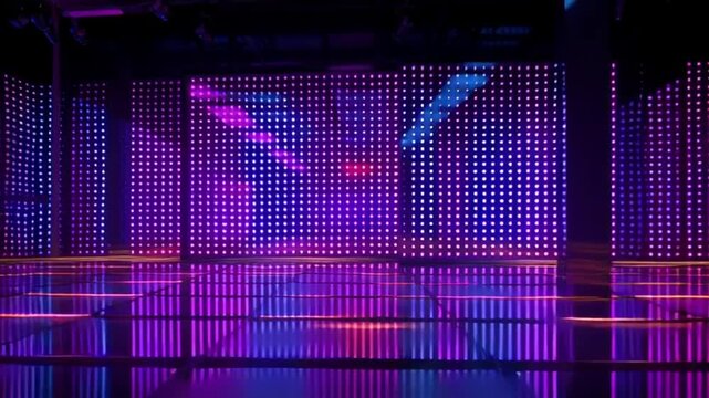 Digital Neon Stage with Glowing LED Walls for Live Entertainment and Virtual Events