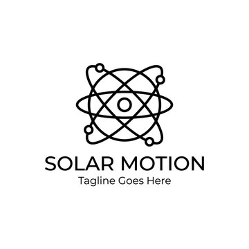 Atomic orbit diagram logo for technology and physics.
