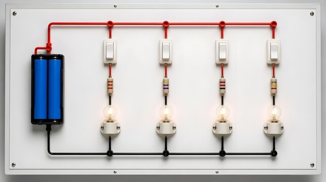 Parallel Electrical Circuit Demonstration With Multiple Lamps And Switches For Practical Wiring Training And Education