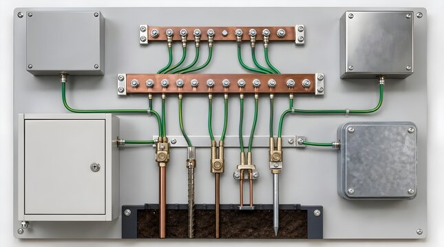 Earthing And Bonding Training Board With Copper Bars And Grounding Clamps For Electrical Safety Education