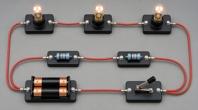 Series Circuit Demonstration With Lamps Resistors And Battery Module For Practical Electrical Principles Training Sessions