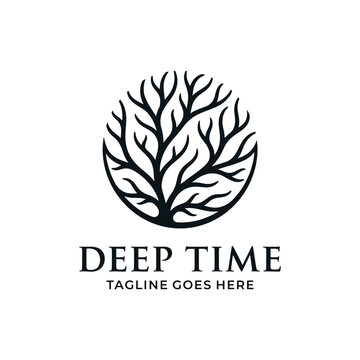 Circular deep time tree branch logo.