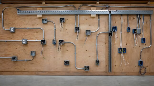 Electrical Installation Practice Wall With Multiple Outlet Boxes And Flexible Conduit For Hands On Training