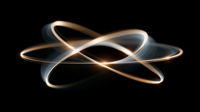 Glowing lines representing an atomic reaction as atoms separate, physics and chemistry illustration concept, with copy space
