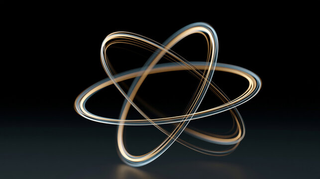 Glowing lines representing an atomic reaction as atoms separate, physics and chemistry illustration concept, with copy space