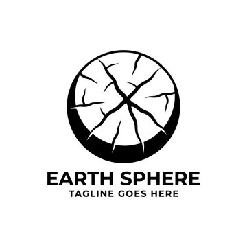 Cracked earth sphere logo representing planetary fragility.