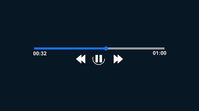 Audio music timeline bar moving with track, Music timeline or video track player 2d animation with alpha matte