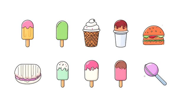 Colorful cartoon beverage containers illustration set.