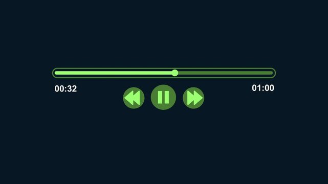 Video progress timeline bar, Audio music timeline bar moving with track 2d animation with alpha matte