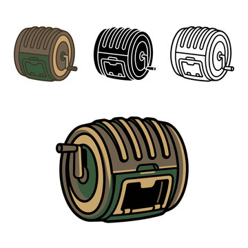 Four different colored weight plates with barbell on white background for fitness and gym concepts