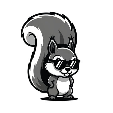 Cartoon Squirrel Wearing Sunglasses Illustration.