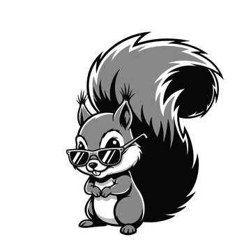 Cool Squirrel Wearing Sunglasses Cartoon Character.