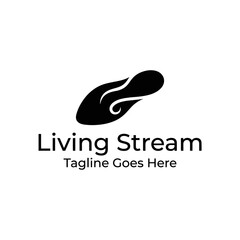 Fototapeta premium Fluid organic water drop stream logo.