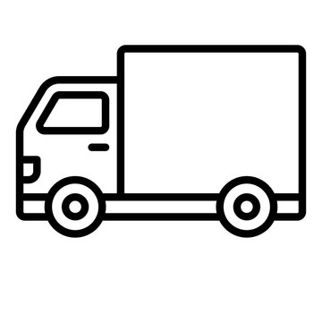 box truck outline icon. enclosed cargo hold. moving and delivery service. transport