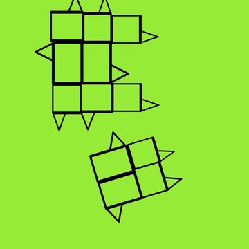 Moving abstract geometric block structure animation on lime green background geometry grid blocks motion squares geometry grid blocks motion squares