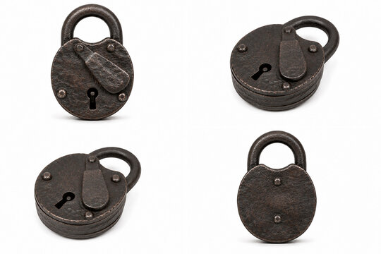 Vintage Round Iron Padlock For Traditional Security And Rustic Decor
