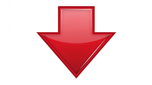 Red arrow icon pointing downward isolated on a clean white background with direction navigation interface isolated pointing marketing